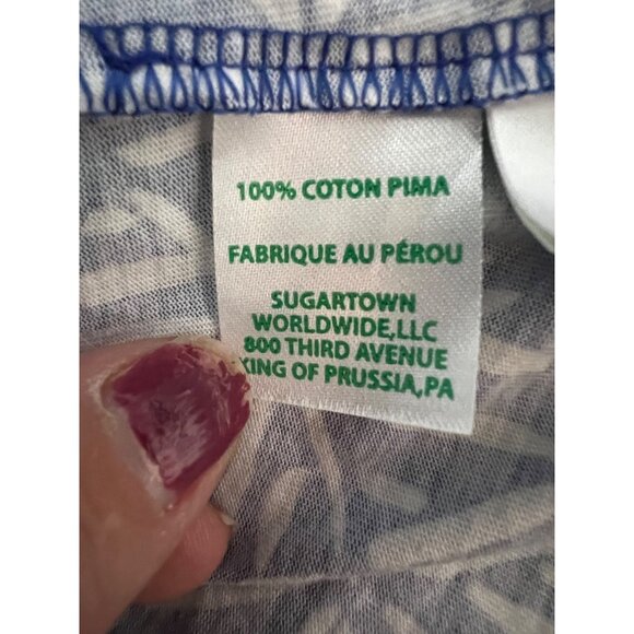 Lilly Pulitzer Blue & White Geometric Print Pom-Pom Trim V-Neck Dress - Picture 5 of 8